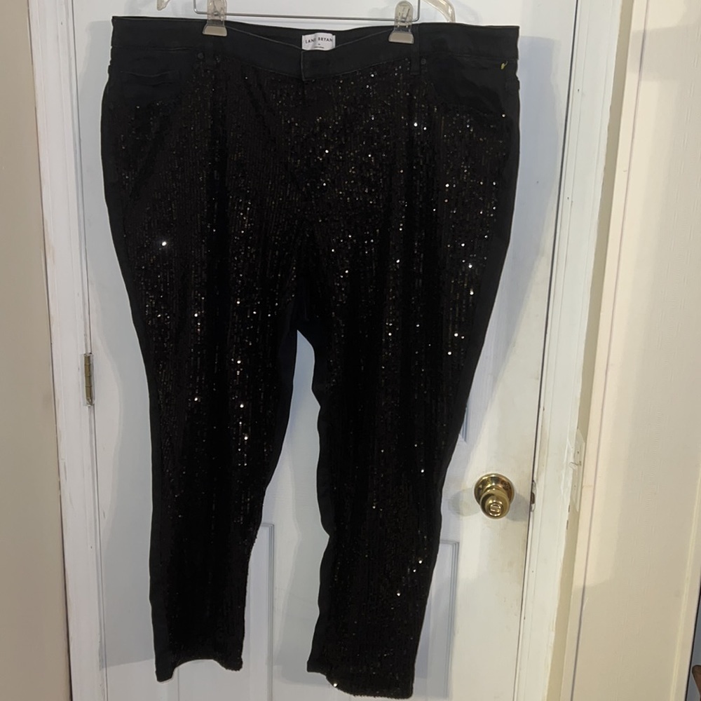 Lane Bryant Black Sequin Jeans Size 26
